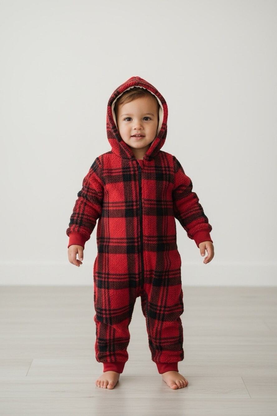 Carters Baby Boy's Hooded Fleece Plaid 1 Piece - Size 24M